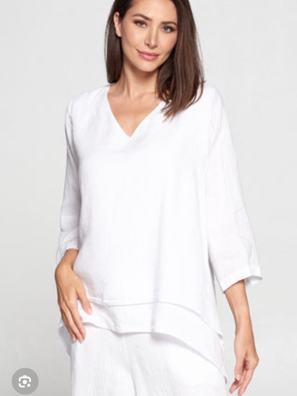 NWOT La Fixsun Linen Blouse Shark Bite Hem Lagenlook